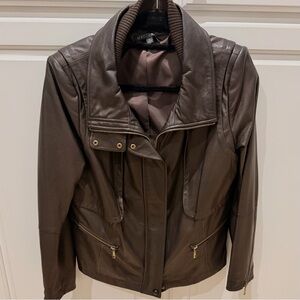 Lafayette 148 New York Chocolate Leather Jacket